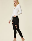 Vibrant M.i.U High Rise Distressed Skinny Jeans with a Raw Hem