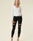 Vibrant M.i.U High Rise Distressed Skinny Jeans with a Raw Hem