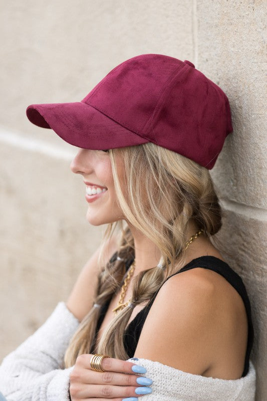 Faux Suede Boyfriend Ball Cap Hat