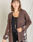 PLUS Plaid Back Waffle Knit  Cardigan