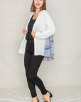 PLUS Plaid Back Waffle Knit  Cardigan