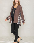 PLUS Plaid Back Waffle Knit  Cardigan