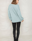 Balloon Sleeve V Neck Top