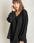 Balloon Sleeve V Neck Top