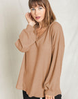 Balloon Sleeve V Neck Top