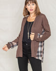 PLUS Plaid Back Waffle Knit  Cardigan