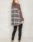 PLUS Plaid Back Waffle Knit  Cardigan