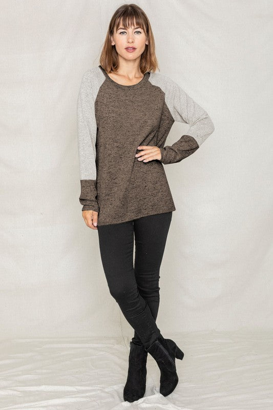 PLUS Solid Two Tone Raglan Tunic