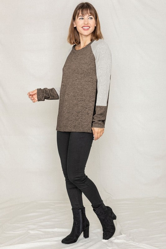 PLUS Solid Two Tone Raglan Tunic