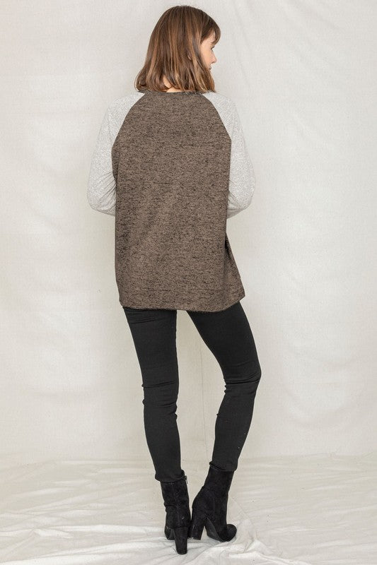 PLUS Solid Two Tone Raglan Tunic