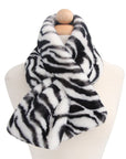 Zebra Print Faux Fur Scarf