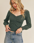 Lush Clothing Ruched Lurex Sweater