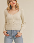 Lush Clothing Ruched Lurex Sweater