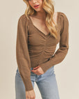 Lush Clothing Ruched Lurex Sweater