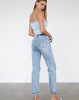 Denim Lab USA High Waist Destroyed Hem Boyfriend Jeans