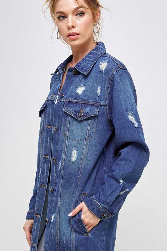 Blue Age Denim 3/4 Quarter Sleeve Distressed Jacket