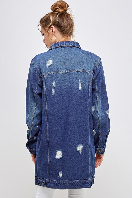 Blue Age Denim 3/4 Quarter Sleeve Distressed Jacket