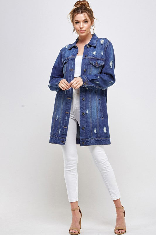 Blue Age Denim 3/4 Quarter Sleeve Distressed Jacket