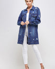 Blue Age Denim 3/4 Quarter Sleeve Distressed Jacket