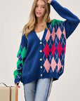 Davi & Dani Plus V-Neck Button Front Cardigan - Online Only