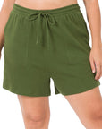 Zenana Plus Cotton Drawstring Waist Shorts - My Pampered Life Seattle