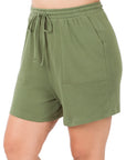 Zenana Plus Cotton Drawstring Waist Shorts - My Pampered Life Seattle