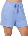 Zenana Plus Cotton Drawstring Waist Shorts - My Pampered Life Seattle