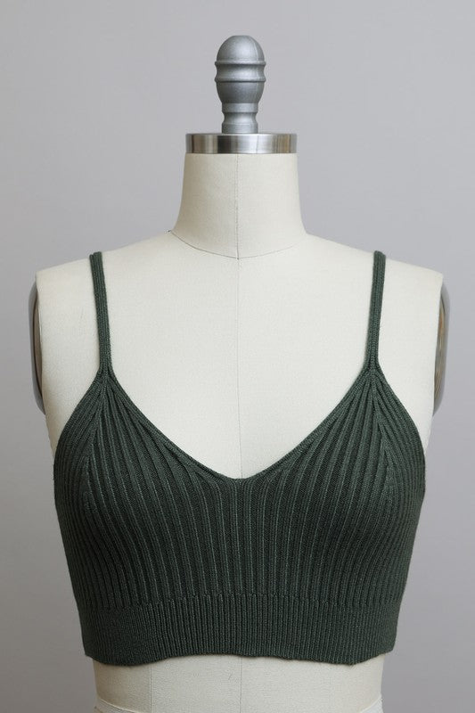 Leto Accessories Contour Rib Knit Brami Lounge Top