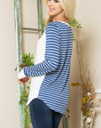 Viscose Crepe Knit Jersey Stripe Button Top