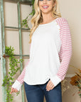 Viscose Crepe Knit Jersey Stripe Button Top