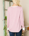 Viscose Crepe Knit Jersey Stripe Button Top