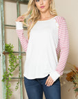 Viscose Crepe Knit Jersey Stripe Button Top