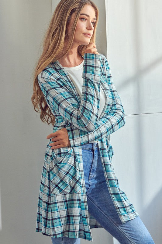 e Luna Plaid Long Cardigan