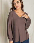 Balloon Sleeve V Neck Top