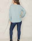 Balloon Sleeve V Neck Top