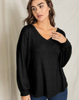 Balloon Sleeve V Neck Top