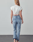 Denim Lab USA High Rise Double Waistband Released Hem Jeans