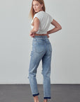 Denim Lab USA High Rise Double Waistband Released Hem Jeans