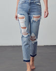 Denim Lab USA High Rise Double Waistband Released Hem Jeans