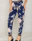 Plus Rose Print Ruched Jogger
