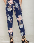 Plus Rose Print Ruched Jogger