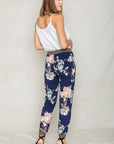 Plus Rose Print Ruched Jogger