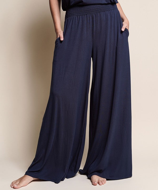 Fabina Smock Elastic Waist Maxi Palazzo Pant