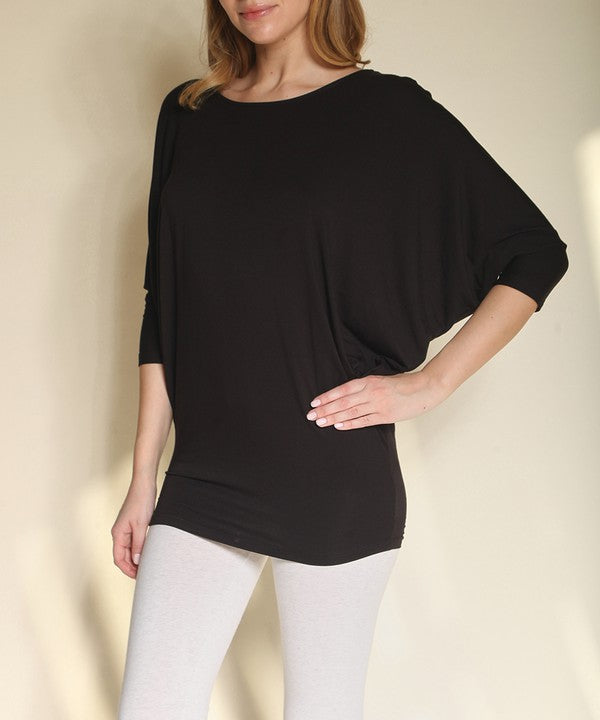 Fabina Bamboo Side Rouch Dolman Top