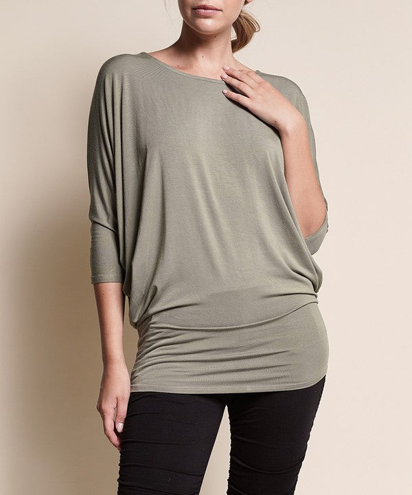 Fabina Bamboo Side Rouch Dolman Top