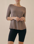 Fabina Bamboo Boatneck Elbow Sleeve Top