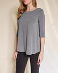 Fabina Bamboo Boatneck Elbow Sleeve Top