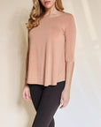 Fabina Bamboo Boatneck Elbow Sleeve Top