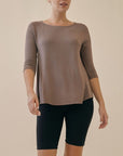 Fabina Bamboo Boatneck Elbow Sleeve Top