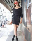 Hope Horizon Black Wrap Knit dress